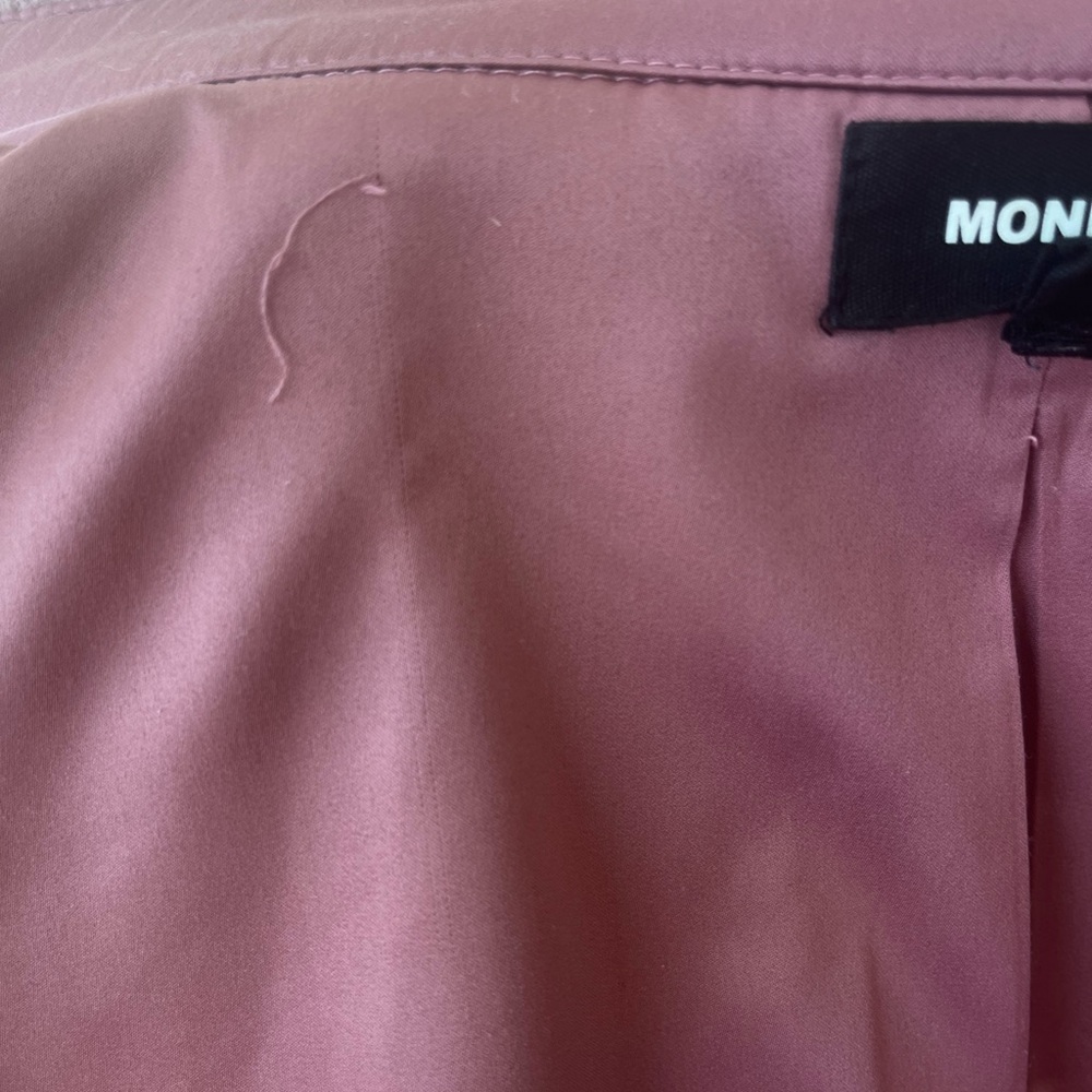 MONROW Pink Plaid Wool-Blend Long Shacket Size S - Picture 8 of 10